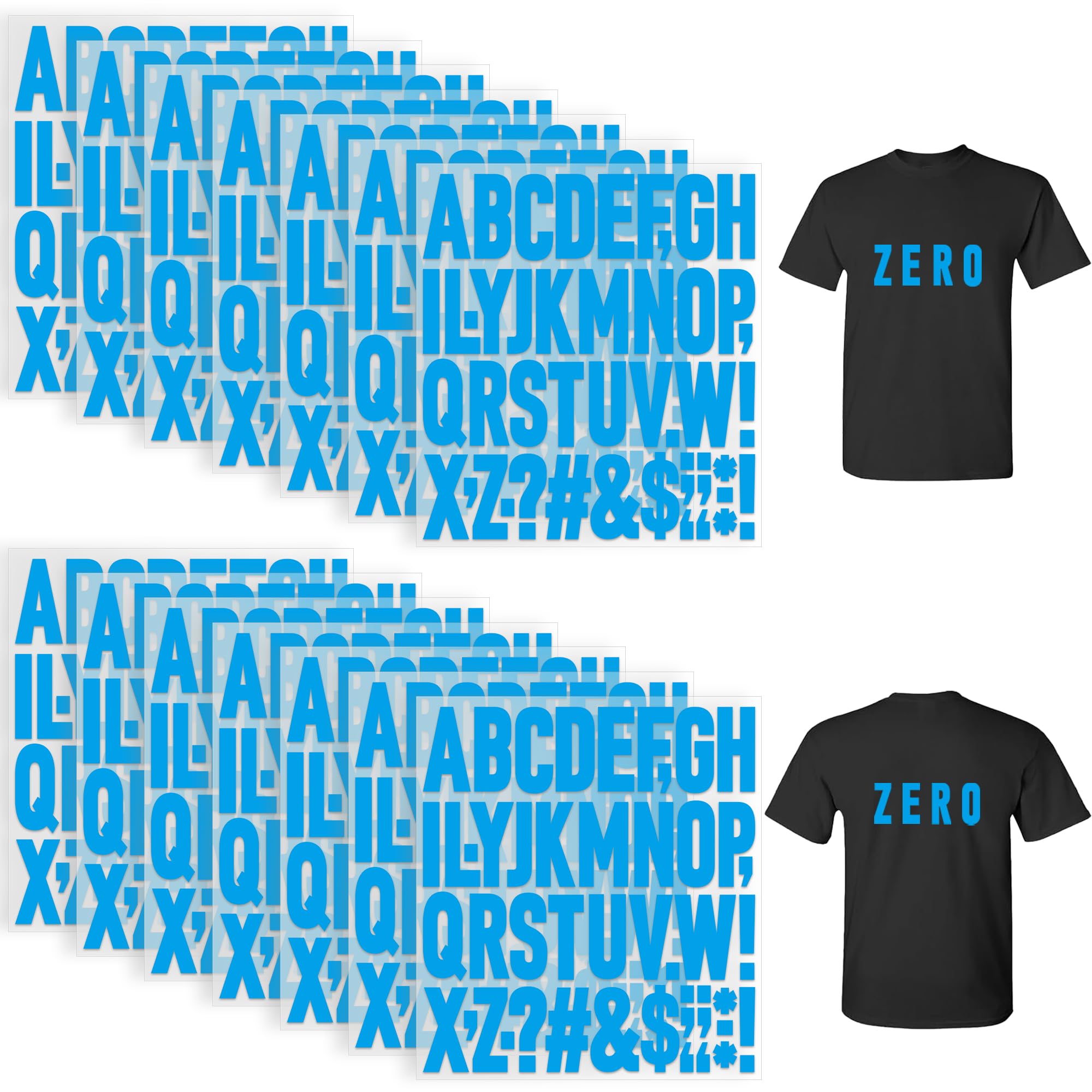 Photo 1 of 15 Sheets 690Pcs Iron on Letters 2 Inch Vinyl Iron on Letters for Clothing Heat Transfer Letters with A-Z PU Alphabets Stickers Heat Press Letters for T-Shirts Jerseys Hats Printing DIY Crafts (Blue)
