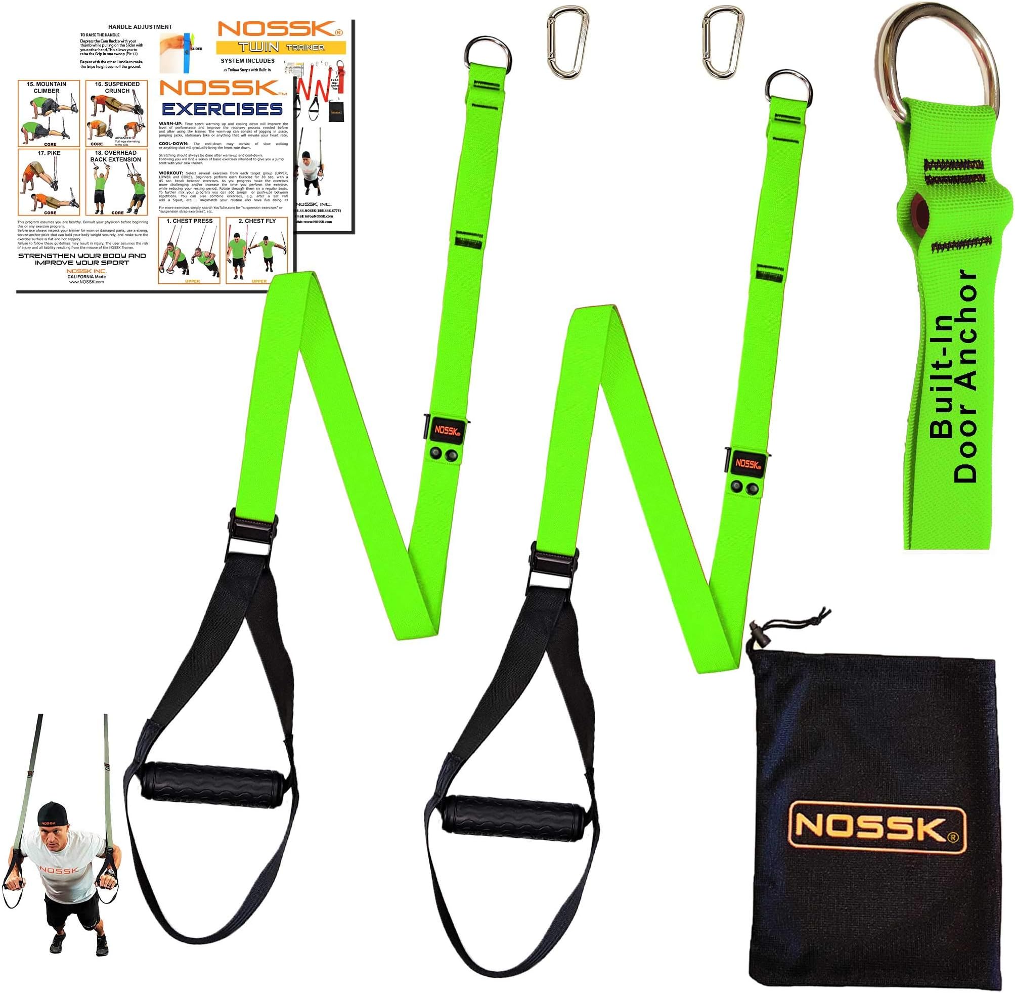 NOSSK Twin PRO Bodyweight Fitness Strap Trainer (Neon Green)
