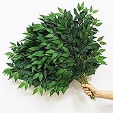 VOELIGT 40pcs Italian Ruscus Greenery 68cm Artificial Greenery Stems Leaf Greenery Garland for Wedding Arch Flowers Centerpieces Balloon Arch Home Decor