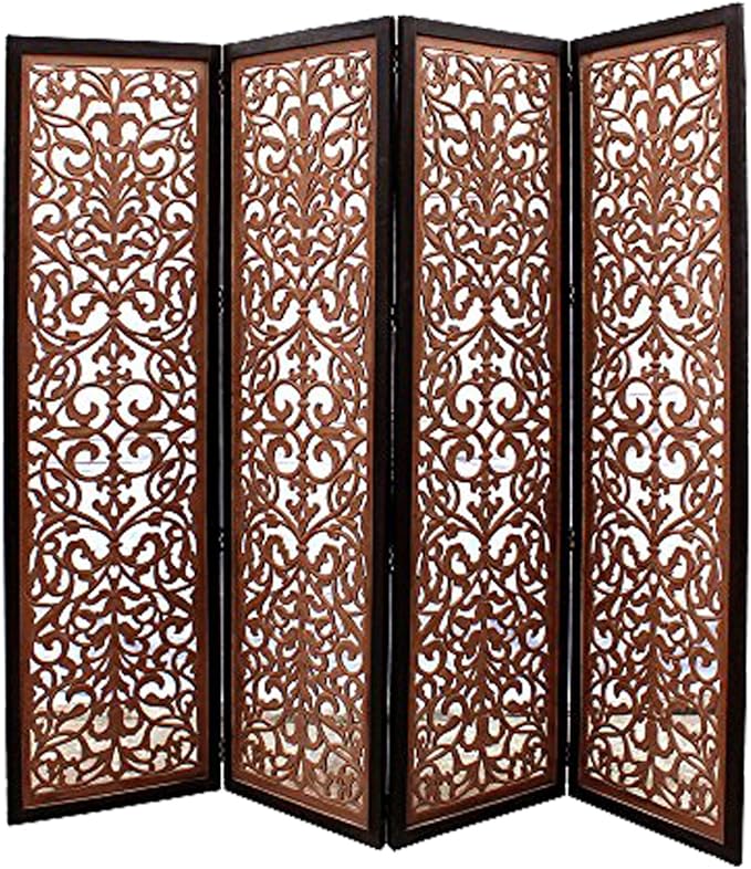Fasherati Handcrafted Wooden Room Divider/Screen Separator 4 Panel