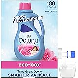Downy April Fresh Scent, Free of Dyes, Ultra Concentrated, Fabric Softener Liquid Eco-Box, 180 Loads