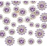 100pcs Sew on Rhinestones Crystals Glass Gems Metal Claw Mixed 8mm 10mm 12mm 14mm Sunflower Gemstones for Sewing Headband Jewelry Crafts Clothes Shoes Belt Accessories(16 Violet Purple)