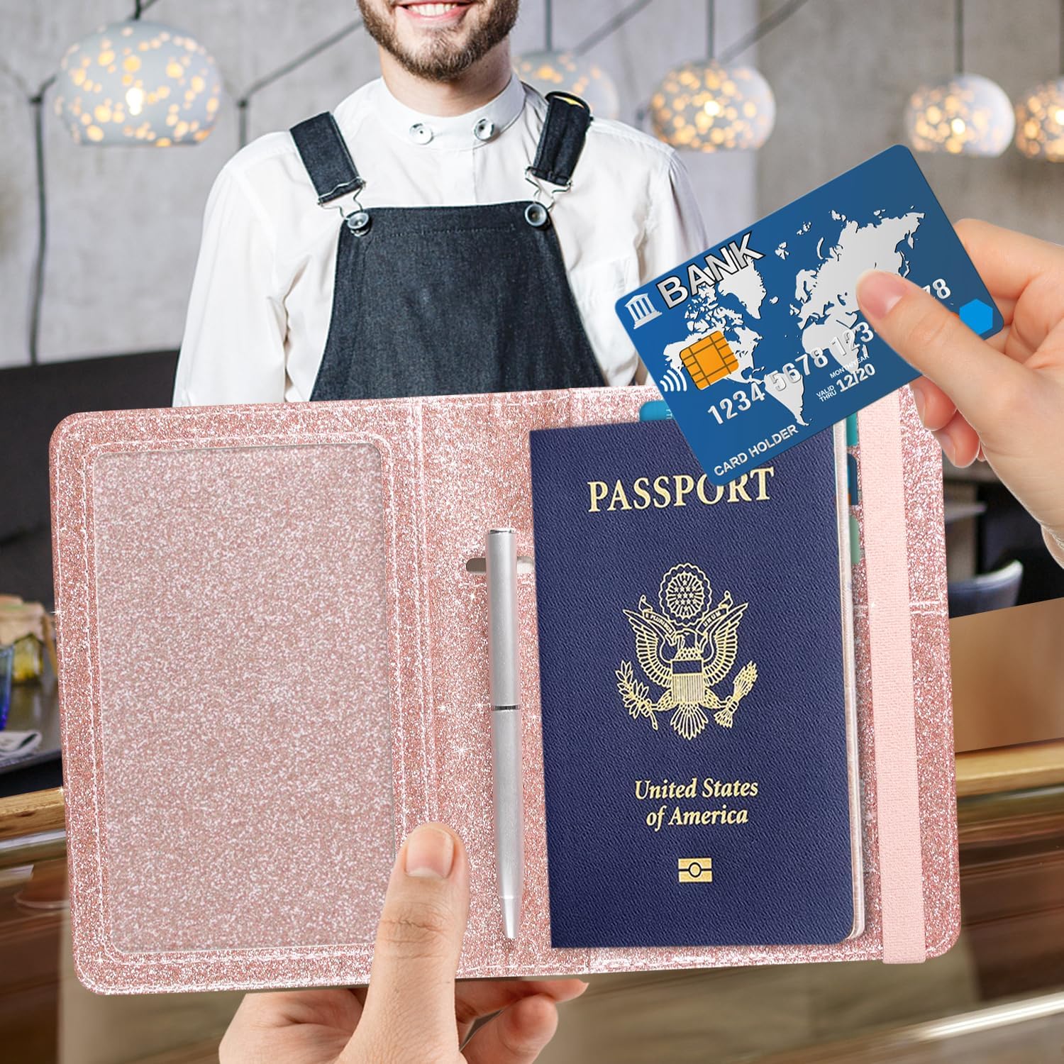 ACdream RFID Blocking Passport Holder Travel Wallet - Premium PU Leather Cover Passport Book with Card Holder, Pen Slot, Keep Organization, and Travel Essentials for Women and Men