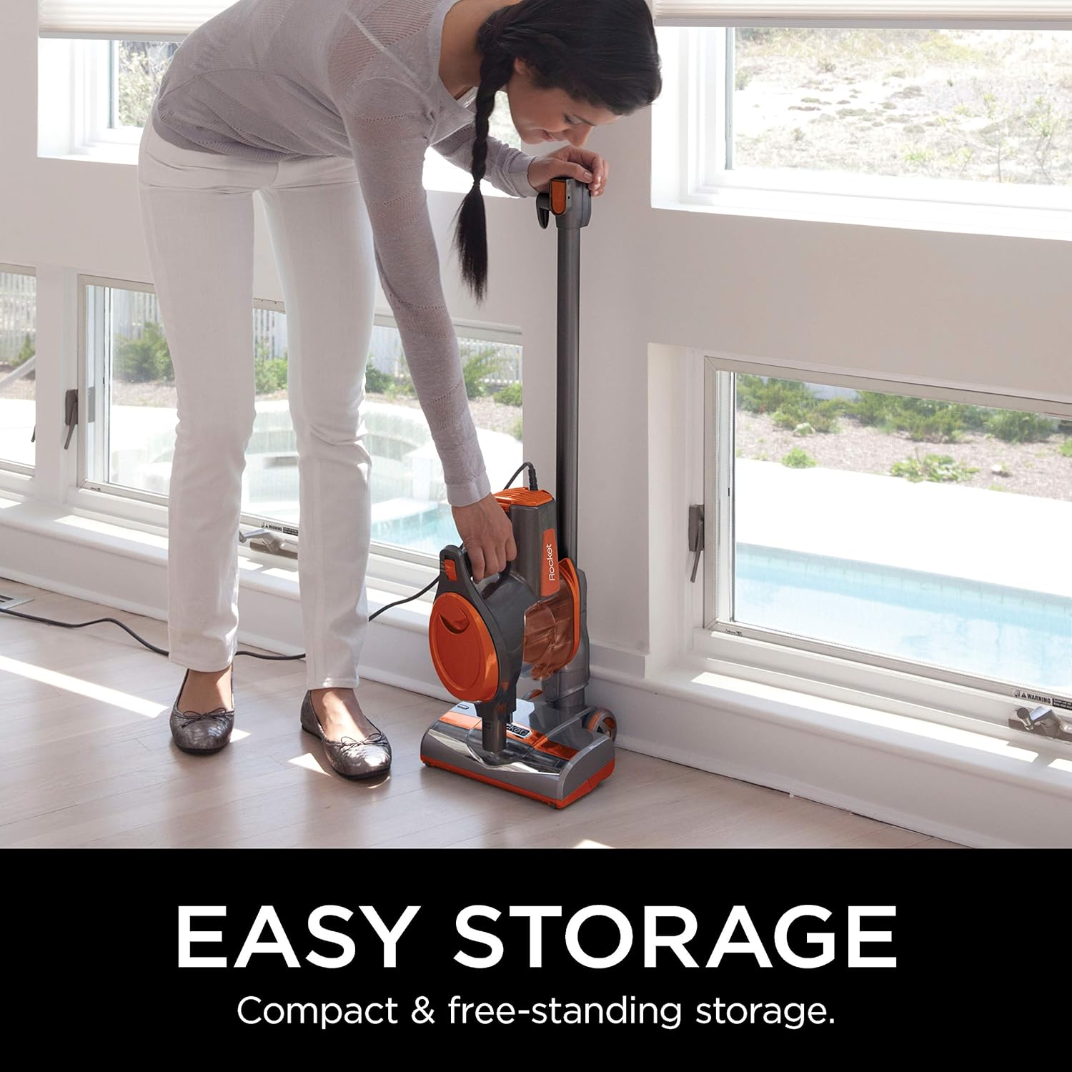 Shark Rocket Corded Bagless Stick Vacuum for Carpet and Hard Floor Cleaning with Swivel Steering (HV302), Gray/Orange - Upright Vacuums