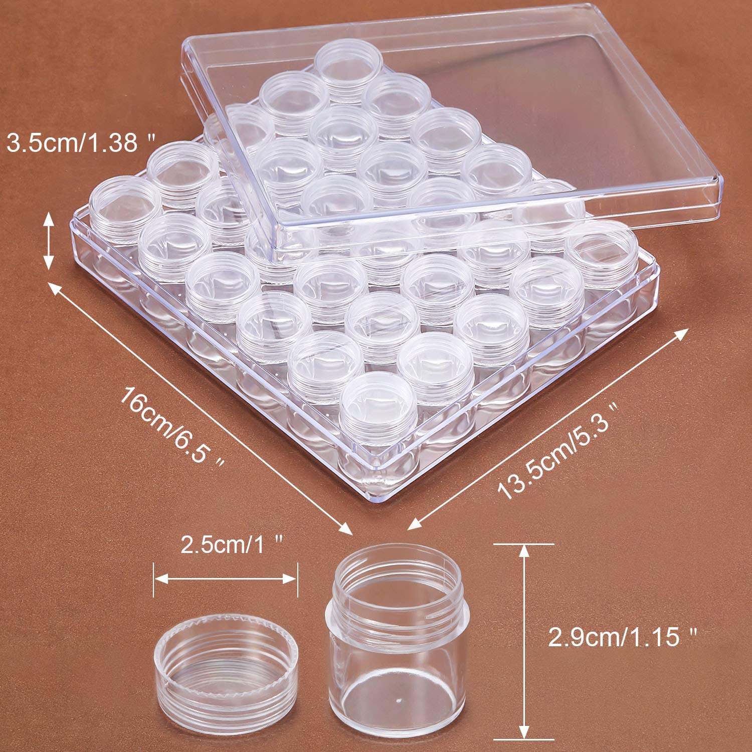 Blulu Diamond Painting Storage Containers Clear Plastic Bead Containers Set Storage Jars Diamond Painting Accessory Box for DIY(1.15 x 1 Inch)