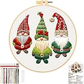 JSRQT Christmas Elves Embroidery Starter Kit for Adults Beginners,DIY Santa's Elves Cross Stitch Kits Include Embroidery Clot