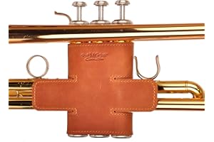 MG LEATHER WORK Trumpet Valve Guard Genuine Leather of protection and comfort (Guard, Light brown)