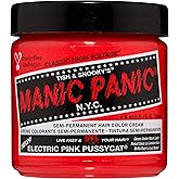 MANIC PANIC Classic Electric Pink Pussycat Semi Permanent Hair Color - Bright Neon Pink Hair Dye for Women & Men That Lasts 4-6 Weeks - Vegan, Ammonia & Cruelty-Free - Create & Mix Custom Shades (4oz)