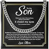 FLAGISTA To My Son Necklace – Stainless Steel Cuban Chain, Polished Link Jewelry, Inspirational Gift for Son from Dad Mom.