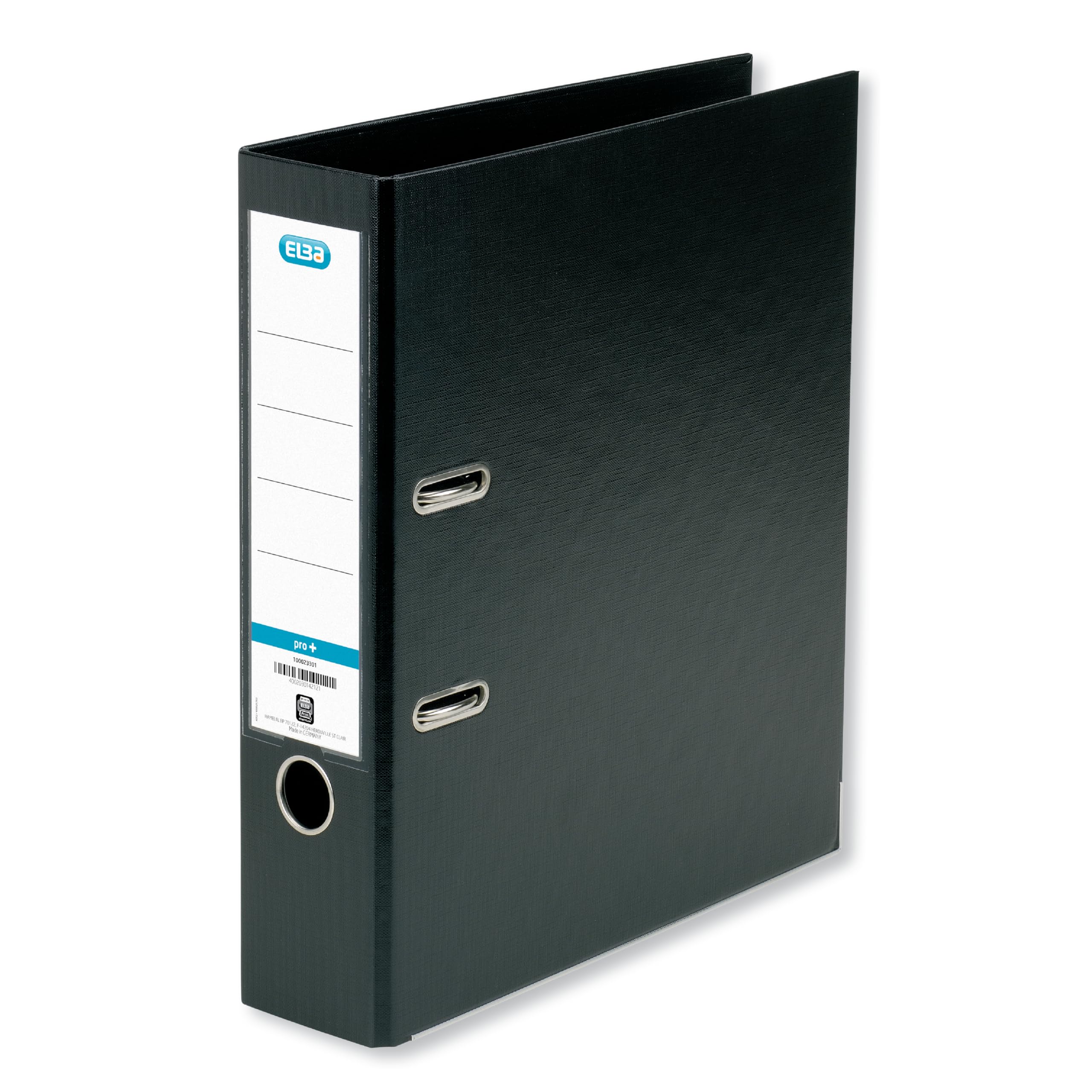 Elba A4 Lever Arch File, 570 Sheet Capacity, 80mm spine, Strongline Plastic on Board, Single, Black — image 1