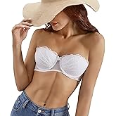 Luna & Sun Women's Strapless Lace Tube Top Bralette with Back Hook and Eye Closure