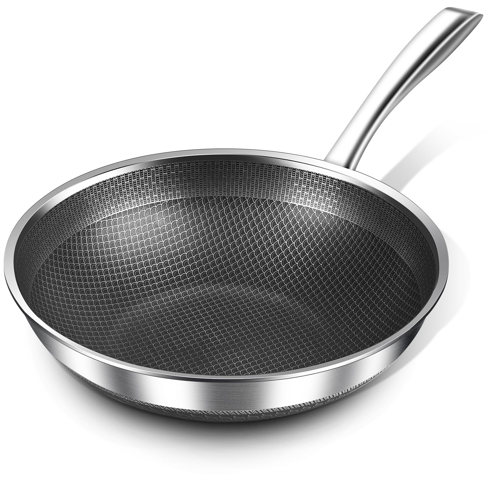 MDHAND 12-Inch Stainless Steel Wok, Compatible with All Cooktops, Stay Cool Handle, PFOA-Free Nonstick Wok, Oven Safe to 720°F & Dishwasher Safe