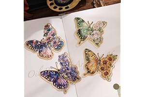 PAGEMORE 4 Pieces Metal Butterfly Bookmarks, Golden Clips Bookmark Monet Van Gogh Oil Painting Theme Book Mark Bookmarks for Book Lovers Women Writers Readers Children Teens