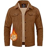 TBMPOY Men's Corduroy Jacket Fleece Sherpa Lined Winter Coat Warm Trucker Work Casual Cargo Jackets with 5 Pockets