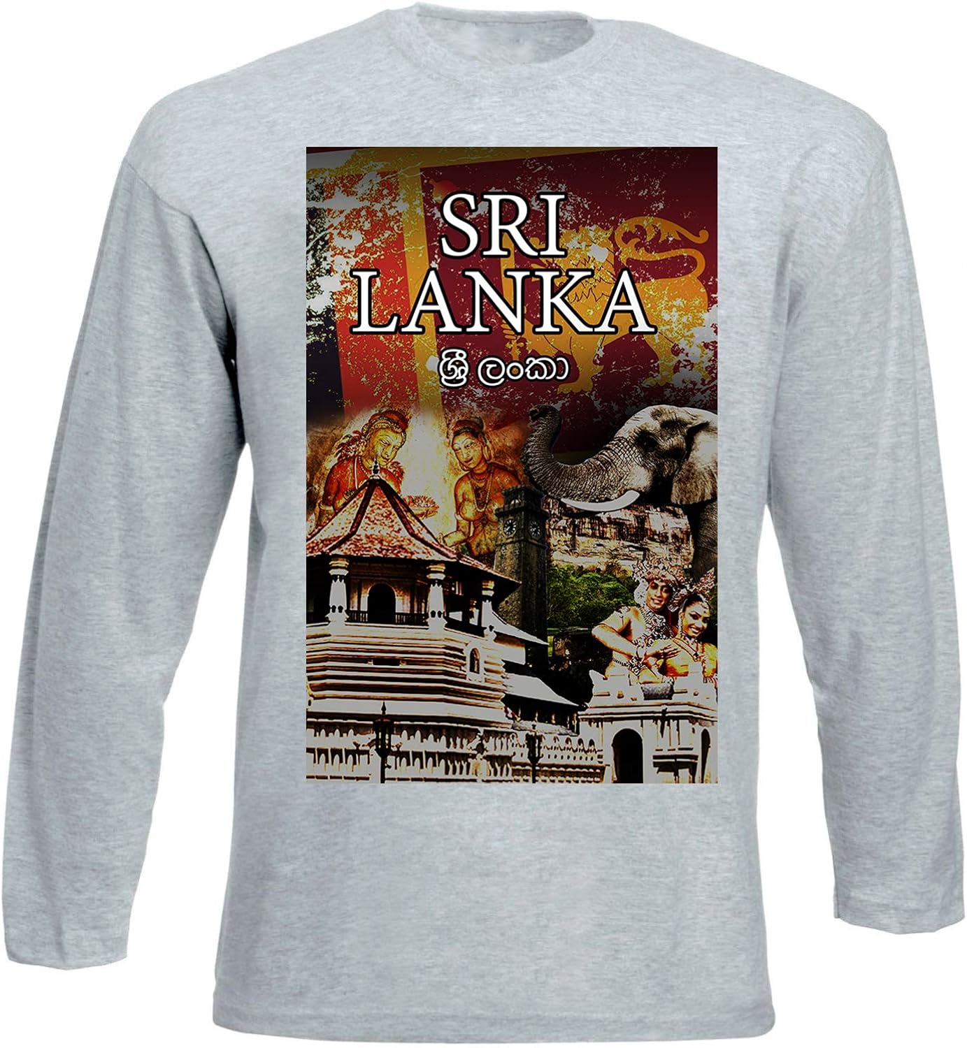teesquare1st Men's Sri Lanka Grey Long Sleeved TShirt Amazon.co.uk