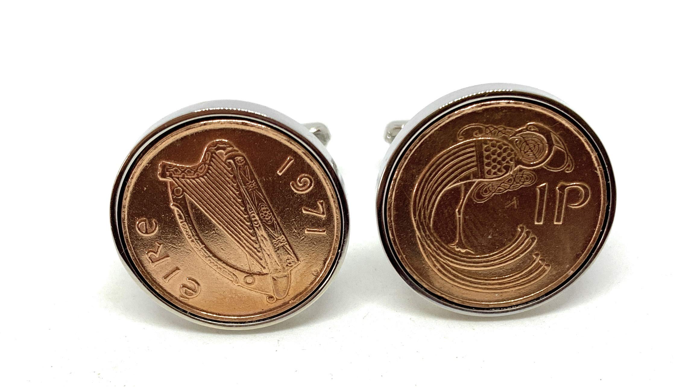 1971 55th Birthday/Anniversary Irish 1 pence coin cufflinks - Irish One pence cufflinks from 1971 for a 55th Birthday - HT