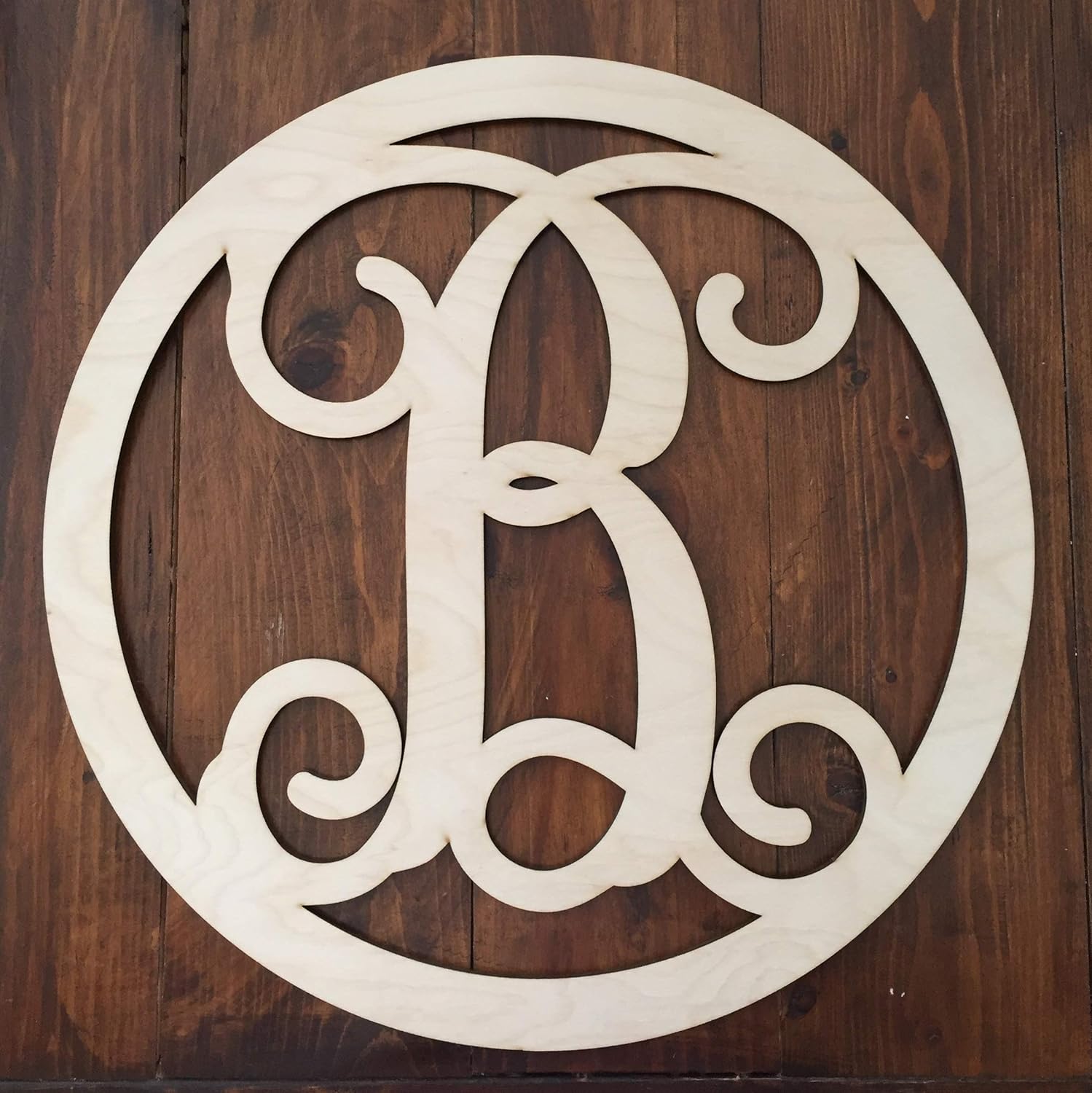 Unfinished Wood Circle Monogram Hanger Spring Door Hanger