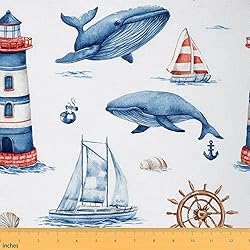 Feelyou Nautical Fabric by The Yard, Watercolor