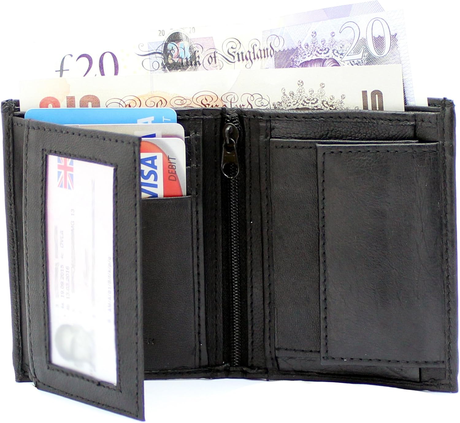 RAS Mens Compact Small Leather RFID Blocking Wallet Coin and ID Pocket 48 (Black), 9cm x 10.5cm - Image 5