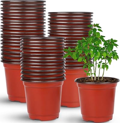 Augshy 110 Pcs 4 Inch Red Plastic Plant Nursery Pots Succulent Seedling