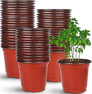 Augshy 110 Pcs 4" Plastic Plants Nursery Pot,Seed Starting Pots