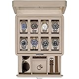 ROTHWELL 8 Slot Leather Watch Box with Valet Drawer