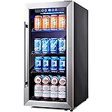 Phiestina PH-CBR100SP 96 Can Compressor Beverage Cooler Air-Cooled Refrigerator Stainless Steel & Glass Door with Handle