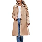 UANEO Womens Peacoat Faux Wool Blend Single Breasted Long Trench Coat Dress Overcoat Winter with Pockets