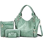 soperwillton Purses for Women Large Shoulder Handbag Tote PU Leather Hobo Crossbody Bag Ladies Wallet Set 4pcs