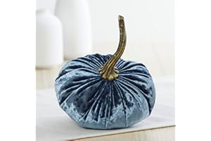 YOUR HEART'S CONTENT Luxe Indigo Small Velvet Pumpkin, Handmade Home Decor, Holiday Mantle Decor, Fall Halloween Thanksgiving Centerpiece, Wedding Centerpiece Decor, Baby Shower Favors (Luxe Indigo)