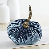 Luxe Indigo Small Velvet Pumpkin, Handmade Home