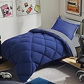 HIG Reversible 5-Piece Twin XL Comforter Set – Navy Quilted Down Alternative Bedding Set, All-Season Super Soft Microfiber Bed in a Bag Comforter Sets with Sheets, Pillowcases & Shams