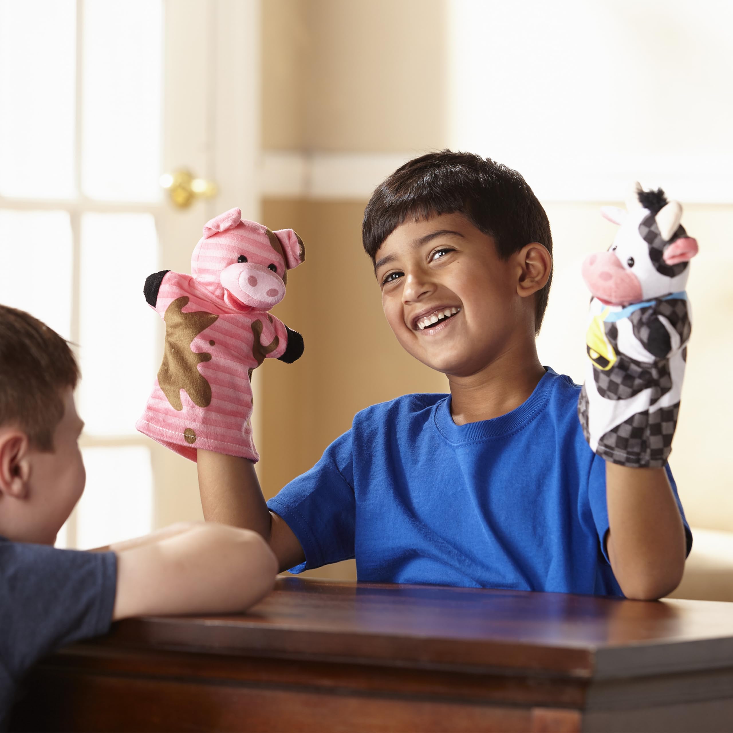 Melissa & Doug Farm Friends Hand Puppets (Set of 4) - Cow, Horse, Sheep, and Pig