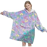 Fiosnow Glow in the Dark Mushroom Blanket Hoodies for Women and Men Adult Oversize Wearable Blanket Hoodies for Soft and Warm