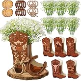 Novabright 6 Set Cowboy Boot Centerpieces for Tables Boot Vase, Western | Wooden Cowboy Boots Flower Boxes, My First Rodeo Centerpieces, Western Baby Shower Party Decorations, Cowboy Cowgirl Gift