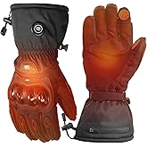 KEMIMOTO Heated Motorcycle Gloves for Men and Women with Hard Protective Shields, Waterproof, Windproof, Touchscreen Compatible, 7.4V 2500mAh Rechargeable Batteries