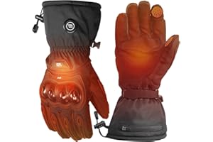 KEMIMOTO Heated Motorcycle Gloves for Men and Women with Hard Protective Shields, Waterproof, Windproof, Touchscreen Compatible, 7.4V 2500mAh Rechargeable Batteries