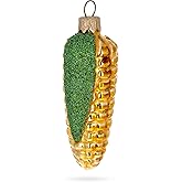 Corn Cob with Glossy Finish and Glitter Husk Glass Christmas Ornament