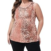 Anna-Kaci Womens Plus Size Sleeveless Sequin Tops Sparkle Shine Tank Top