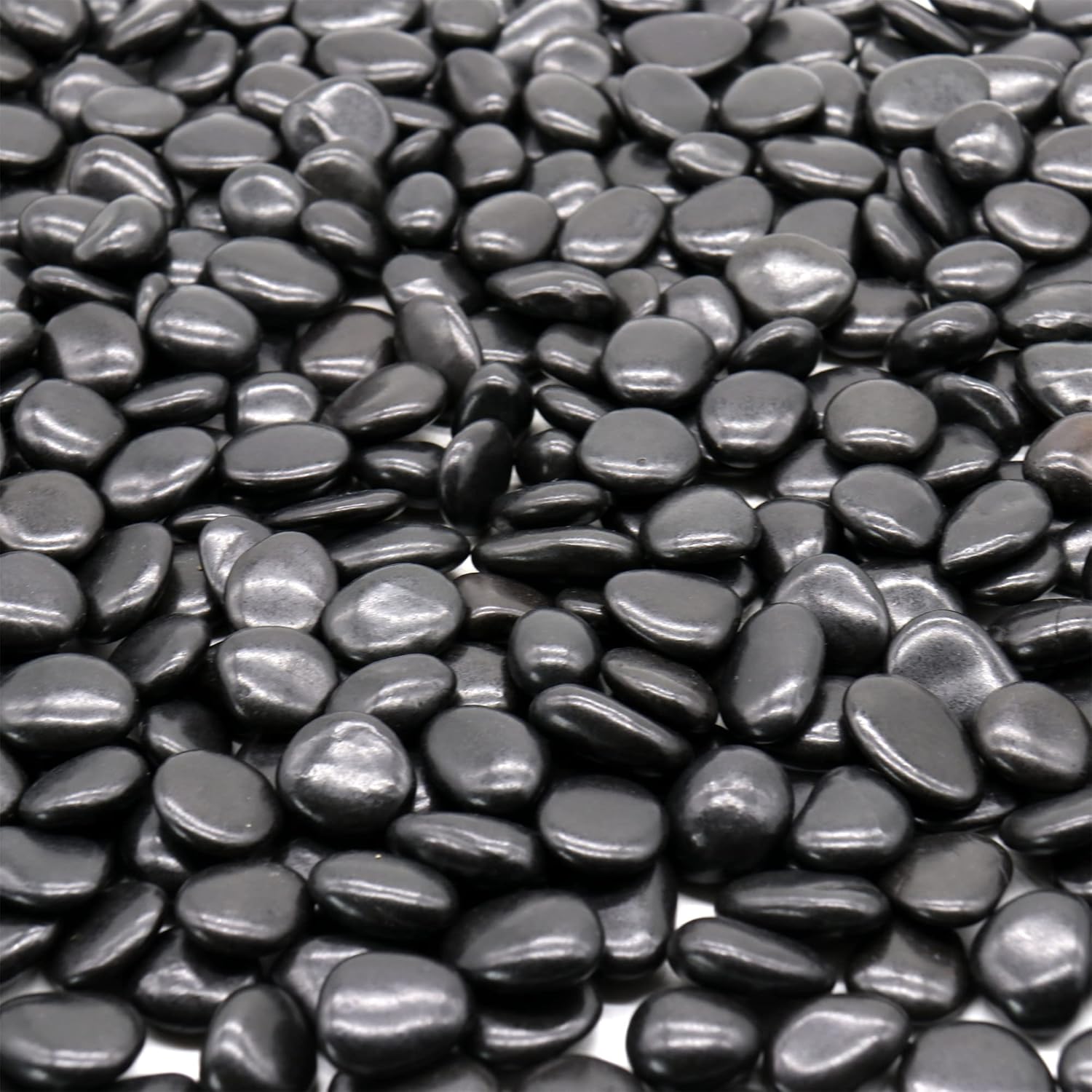 Hardscaping Materials - Premium Pebbles Black Rocks for Plants. Black Decorative Polished Pebbles. 1/2 to 1 Inch – 2 lbs. for Plants, Garden, Vase fillers, Succulents, pots (SM (0.5 to 1 Inch), Black -Polished, 2)