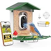 TECKNET Smart Bird Feeder with Camera, 2K UHD Video, AI Bird Species Identification, Instant Arrival Alerts, Solar Powered, Waterproof Birdhouse Camera, Gift for BirdLovers, Family, Green