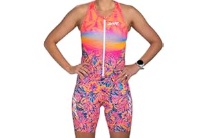 Zoot Women's LTD Tri SLVS Fz Racesuit, Sleeveless Cycle Race Swim Bike Run Tri Suit, Padded Chamois, Pockets, UPF 50+ Fabric