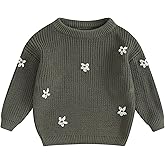 Mubineo Baby Girl Winter Clothes Cute Flower Sweater Crewneck Pullover Long Sleeve Knit Newborn Infant Sweaters
