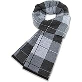 Darller Mens Scarf Winter Warm Plaid Scarf Soft Long Classic Scarves for Men