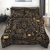Pamnest Comforter Set Queen Size, Vintage Witch Dream 3 Pcs Soft Bedding for Kids and Adults, Boho Mystic Occult Comforter Set with Pillowcase, for Bedroom Bed Decor