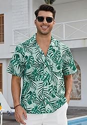 HISDERN Hawaiian Shirt for Men Short Sleeve Button