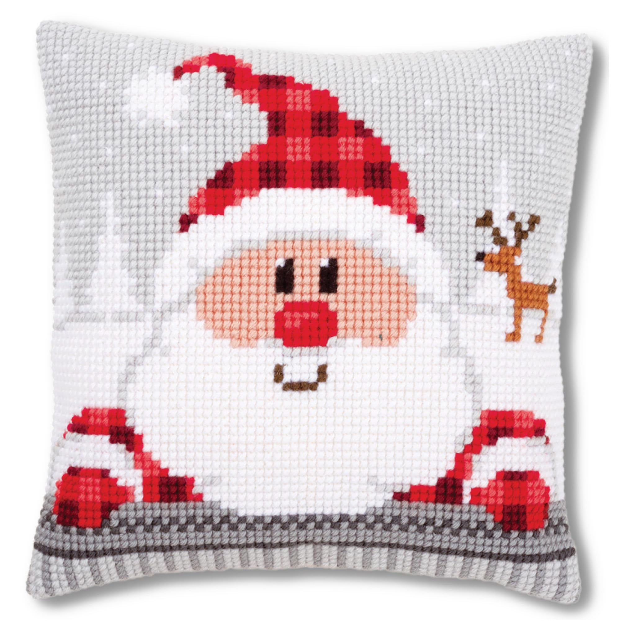 Vervaco Cross Stitch Kit: Cushion: Santa in a Plaid Hat
