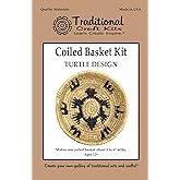 Traditional Craft Kits Coiled Basket Weaving Kit Turtle Design Tray Project | Intermediate DIY Basket Making Supplies, Includes Fiber Rush, Raffia, and Tapestry Needle, Made in USA
