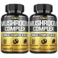 Satoomi 10in1 Mushroom Complex Supplements Capsules - 4 Month Supply - Blends with Lions Mane, Cordyceps, Reishi, Chaga, Maitake, Shitake & Others - 2 Packs 60 Capsules