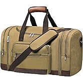 Wolhbege Duffle Bag for Travel,Mens Travel Bag & Carry On Bag for Men with Expandable Design and Luggage Sleeve –Duffel Bag for Gym, Weekender,Canvas,Overnight Trips Khaki